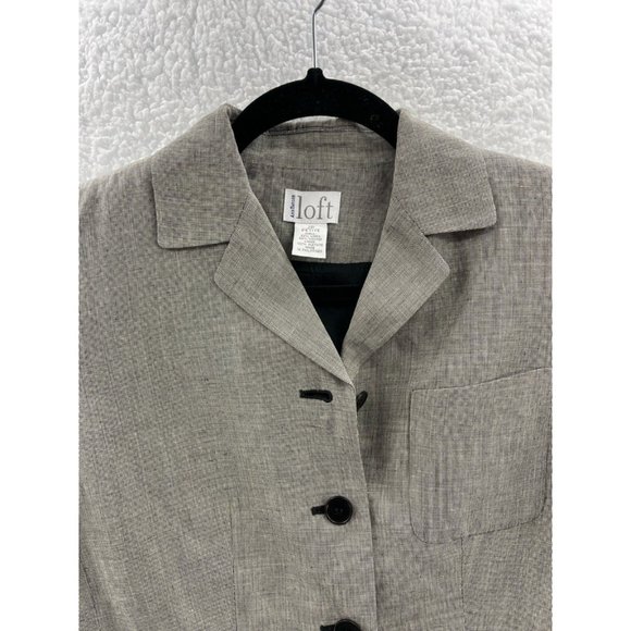 Ann Taylor Loft Womens Suit Jacket Blazer Gray Notch Lapel Pockets Petites 2P - Picture 3 of 8